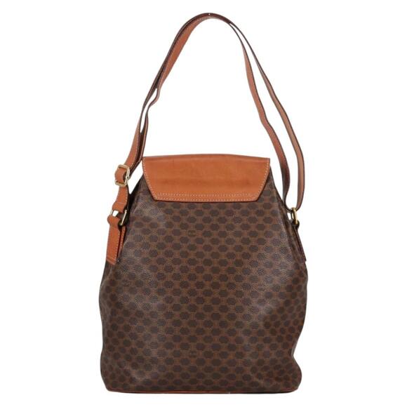 CELINE Macadam Canvas Shoulder Bag Pvc Leather Brown Gold - Picture 3 of 13